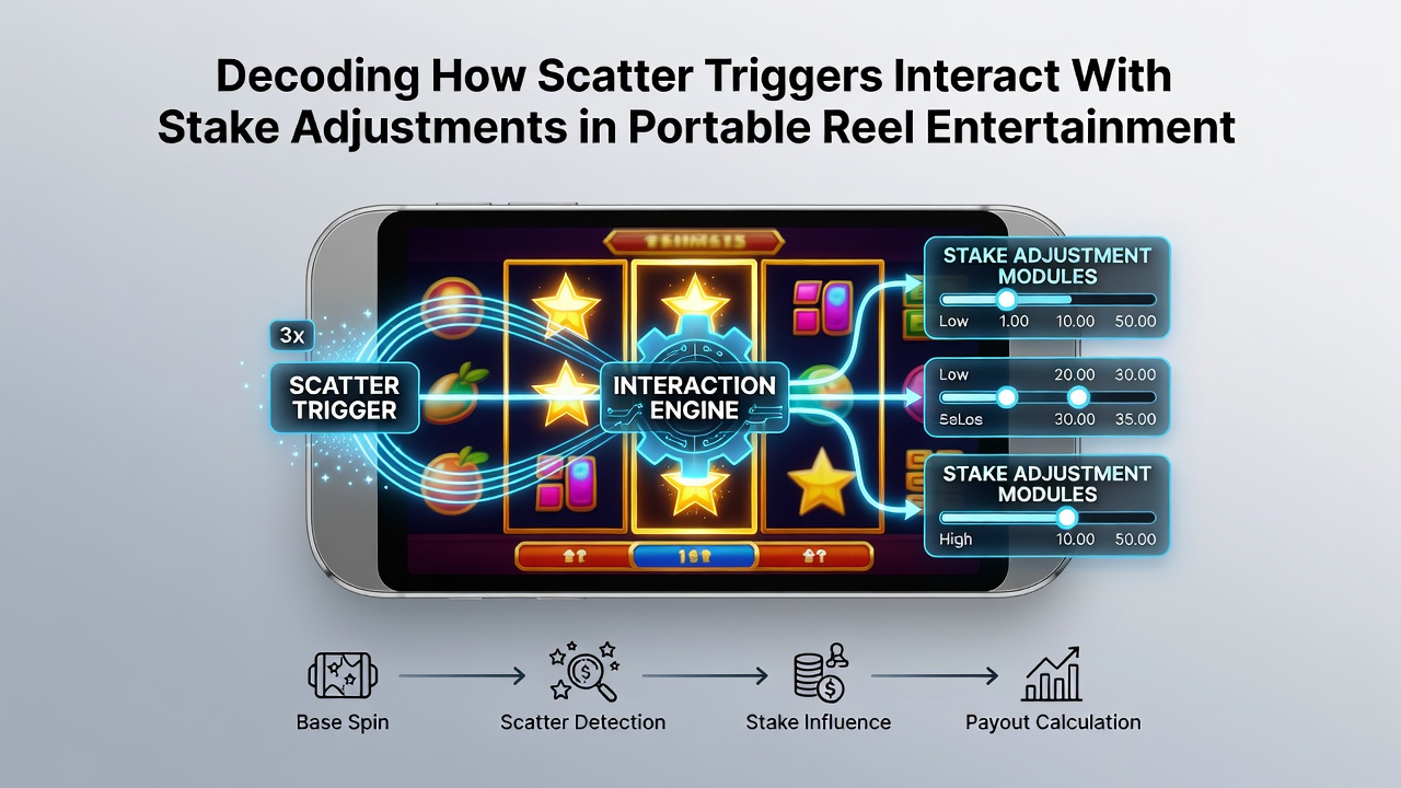 Close-up view of mobile slot reels highlighting scatter symbols and stake adjustment controls side by side