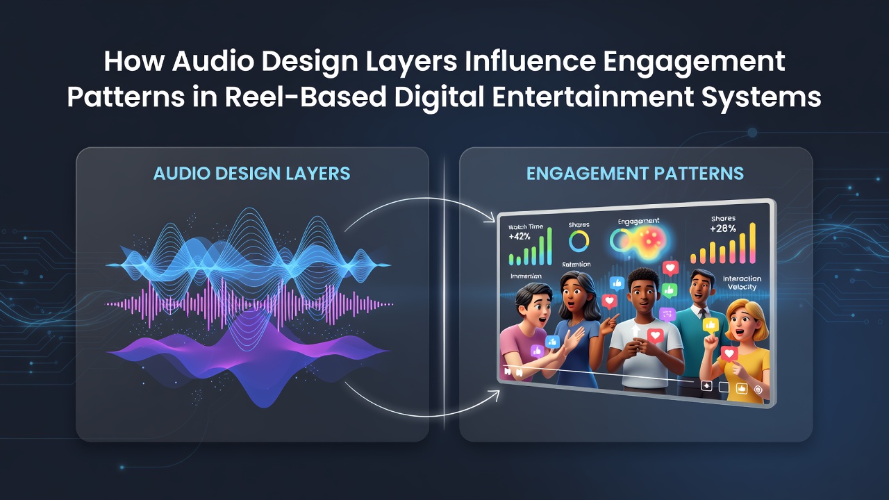 Visual representation of layered audio elements integrated with spinning reels in a digital entertainment interface