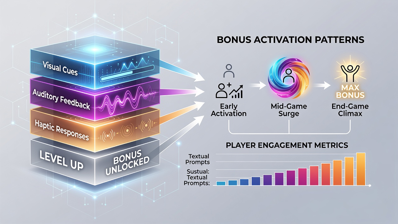 Close-up of a progressive mobile slot interface highlighting synchronized sound waves and tactile feedback zones during bonus buildup