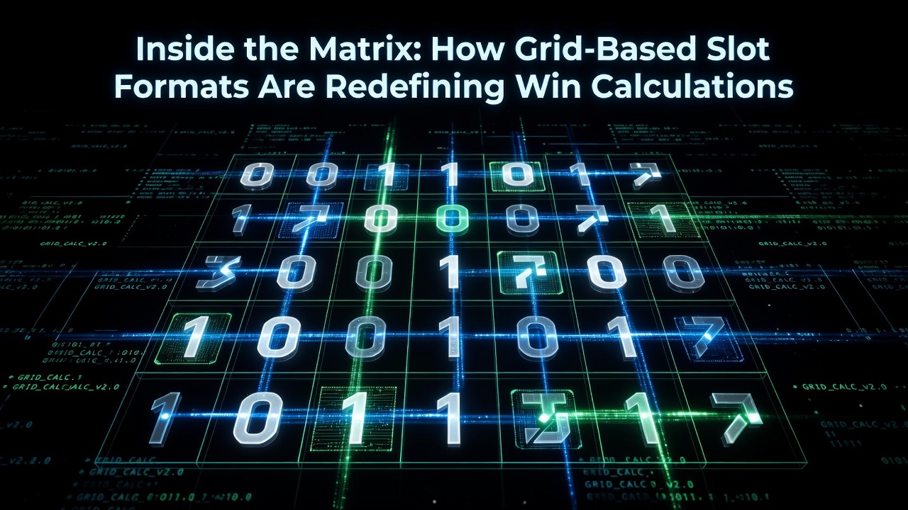 Example of a grid-based slot matrix showing cluster formations and symbol connections