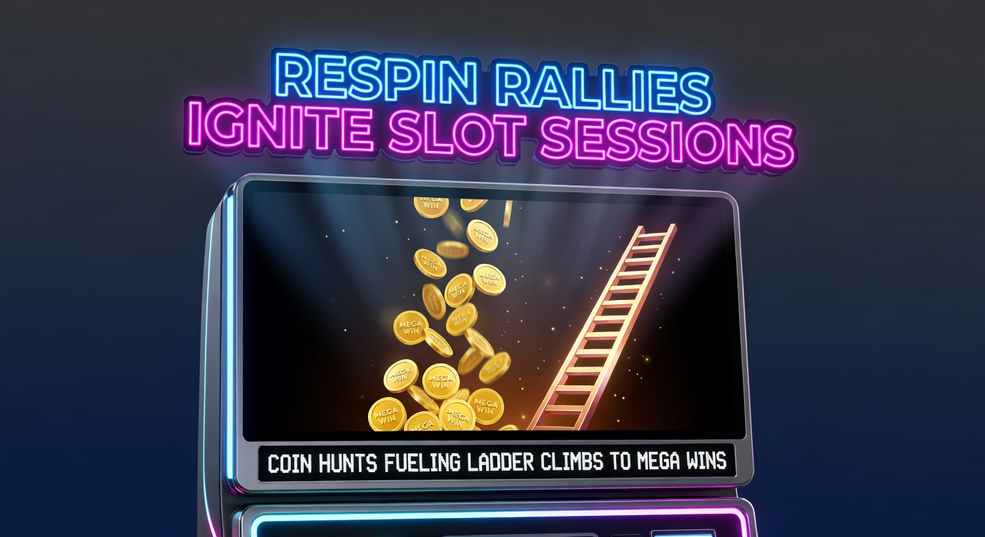 Dynamic respin rally in a vibrant slot game, showing coins collecting and ladders ascending toward jackpot tiers