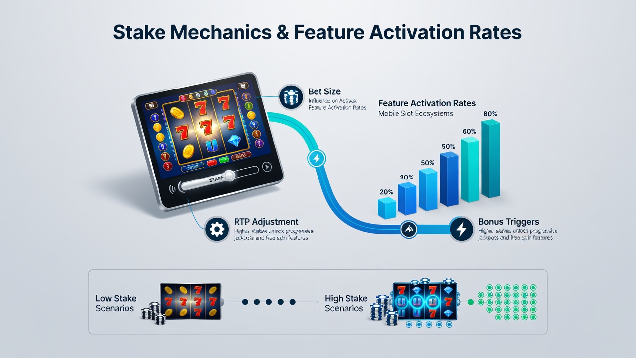 Data visualization showing correlation between stake levels and feature activation frequency in mobile slots