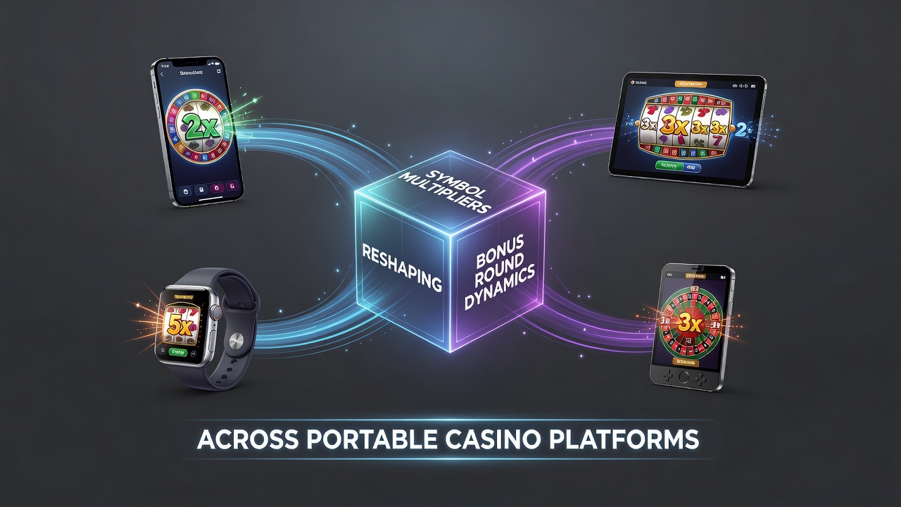 Close-up view of expanding multiplier symbols on a tablet screen during a slot bonus feature